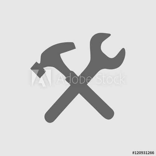500x500 Handyman Vector Icon. Tool Repair Sign. Wrench And Hammer Logo