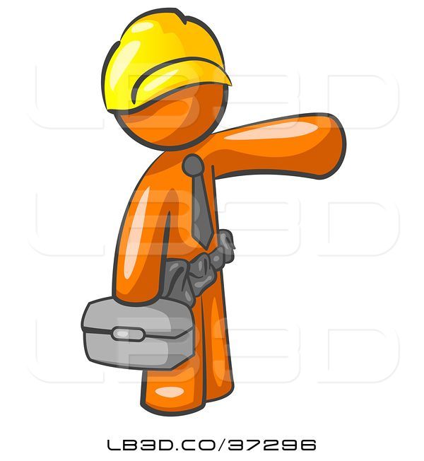 600x652 Vector Illustration Of Orange Guy, A Construction Worker, Handyman
