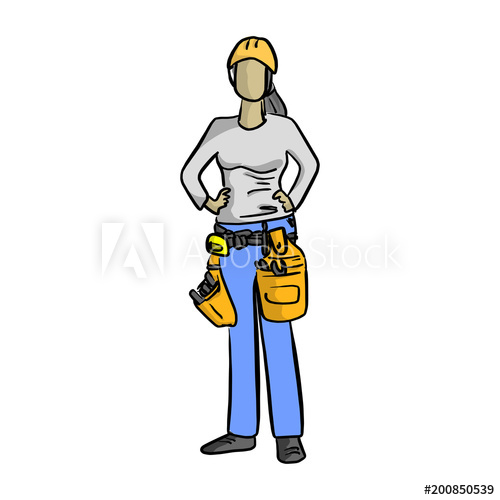 500x500 Female Mechanic Or Plumber Handyman Vector Illustration Sketch