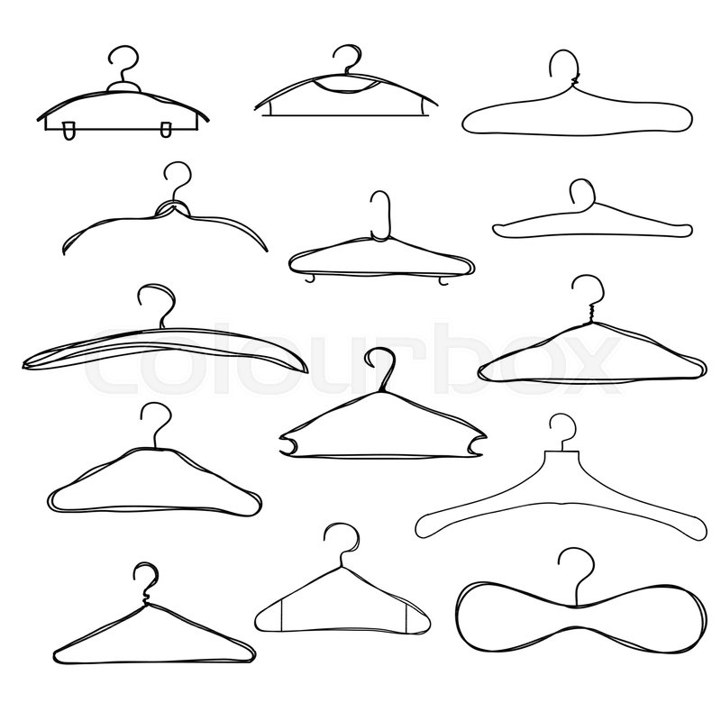 800x800 Collection Of Clothes Hanger. Vector Illustration Stock Vector