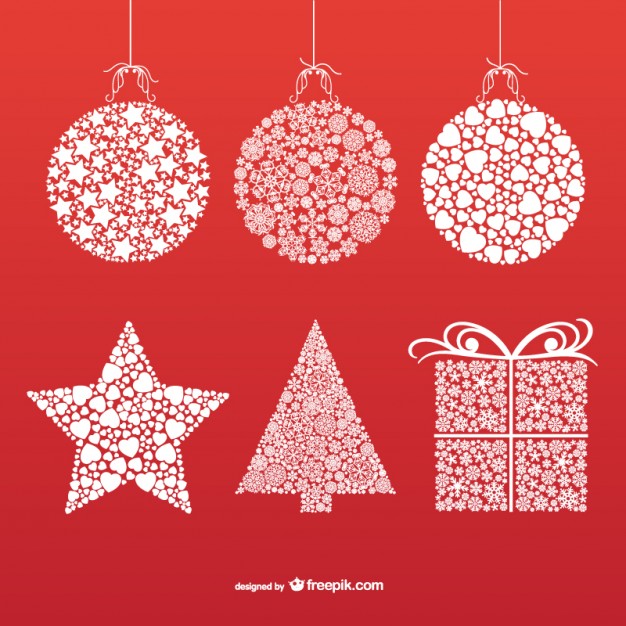 626x626 Christmas Ornaments With Snowflakes And Stars Vector Free Download
