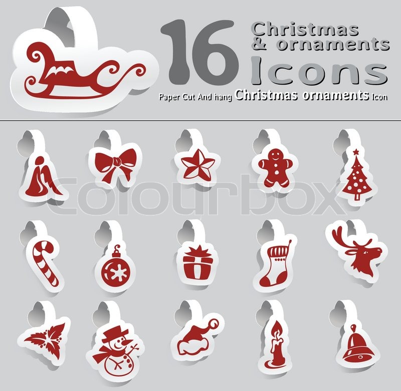 800x781 Set Of Paper Cut And Hang Christmas And Ornaments Icon Stock
