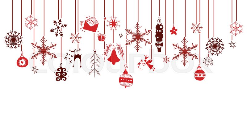 800x400 Various Hanging Christmas Ornaments With Red Icons In Versatile