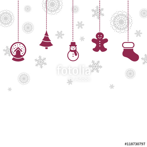 500x500 Vector Illustration Of A Christmas Card With Various Hanging