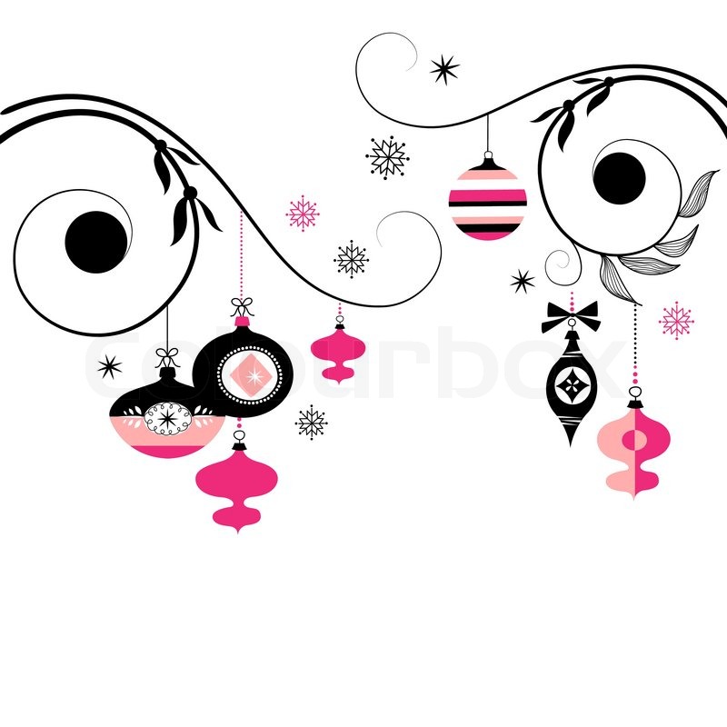 800x800 Black And Pink Christmas Ornaments Stock Vector Colourbox