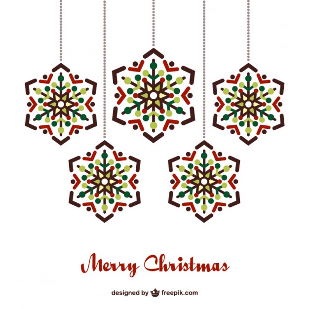 626x626 Christmas Card With Hanging Ornaments Vector Free Download