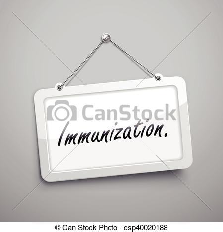 450x470 Immunization Hanging Sign, 3d Illustration Isolated On Grey Wall.