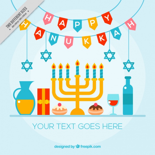 626x626 Colorful Hanukkah Background With Candelabra And Other Items