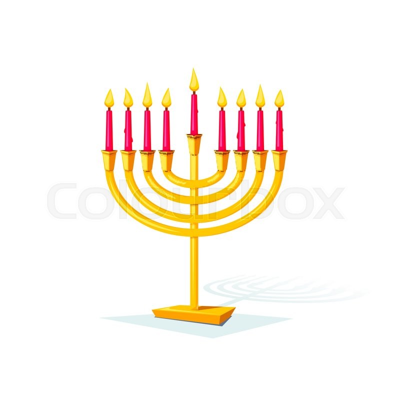 800x800 Happy Hanukkah, Gold Colors Menorah Isolated Of Background, Vector