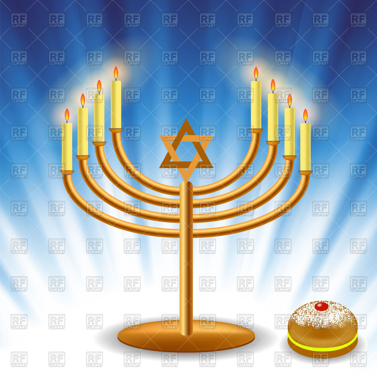 1200x1200 Menorah And Jelly Donut For Hanukkah Vector Image Vector Artwork