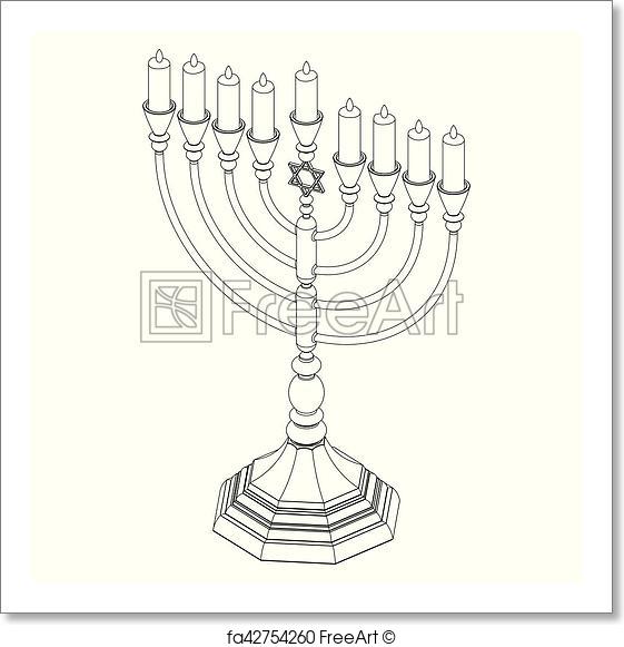 561x581 Free Art Print Of Hanukkah Menorah Vector. Menorah Hanukkah Lamp