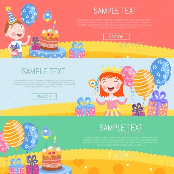 590x590 Happy Birthday Banners Vector Illustration By Studioworkstock