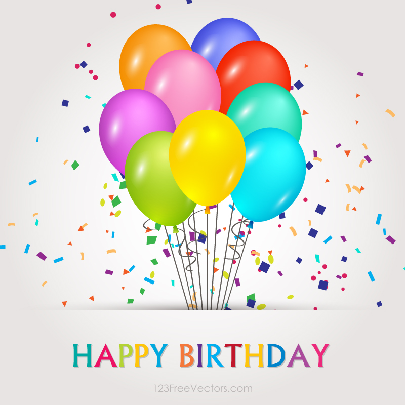 800x800 Happy Birthday Banners With Balloons Free Vector By 123freevectors
