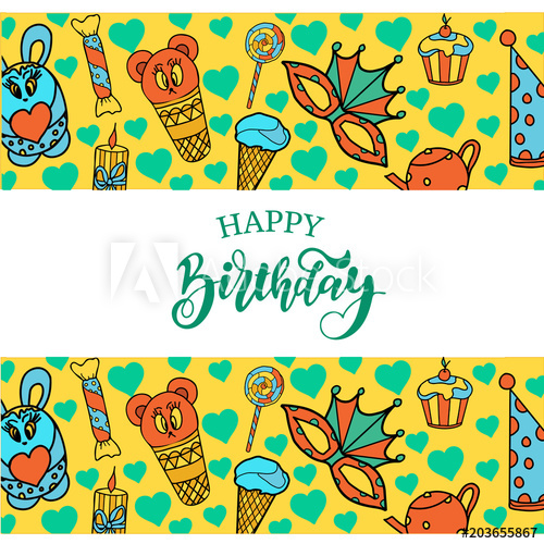 500x500 Happy Birthday Banner. Vector Background For Posters.