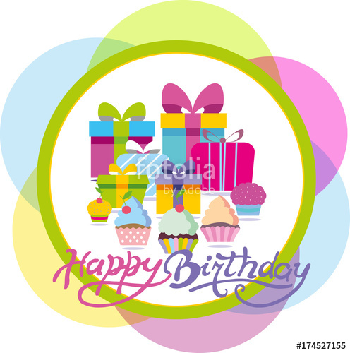 496x500 Happy Birthday Banner. Vector Illustration. Stock Image And