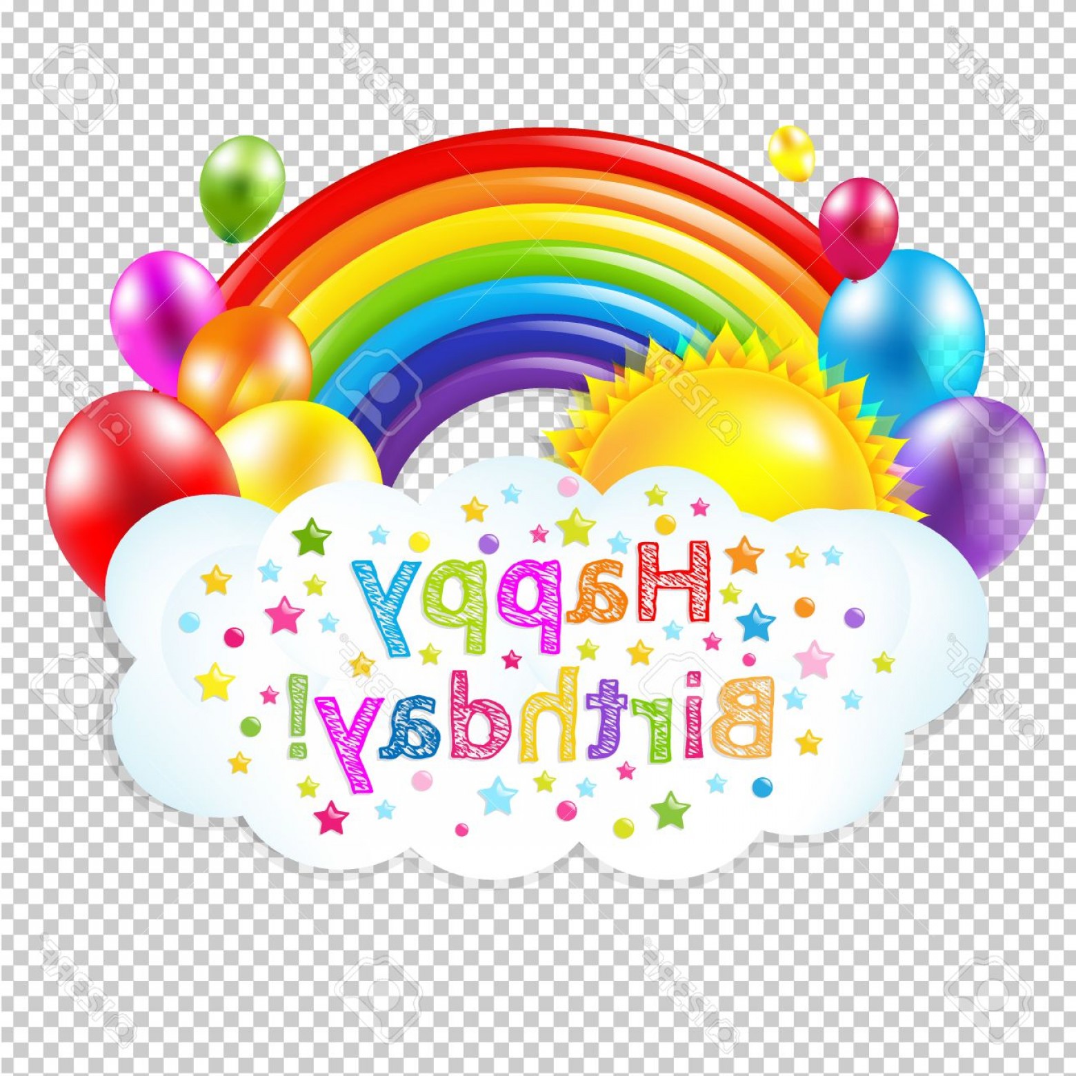 1560x1560 Photostock Vector Happy Birthday Banner Banner With Rainbow