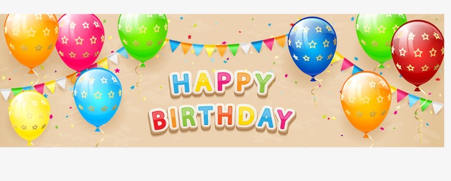 650x261 Colored Balloons Birthday Banner Vector Material, Birthday Clipart