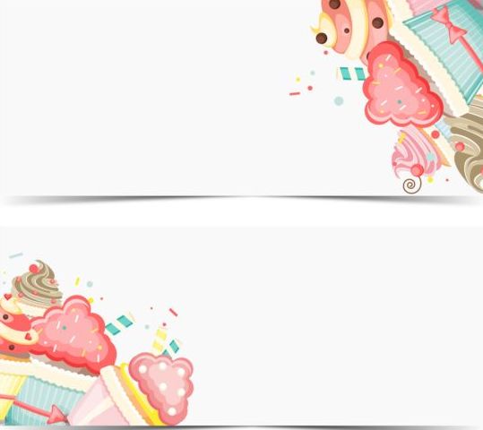539x480 Cupcake With Happy Birthday Banner Vector 01 Free Download