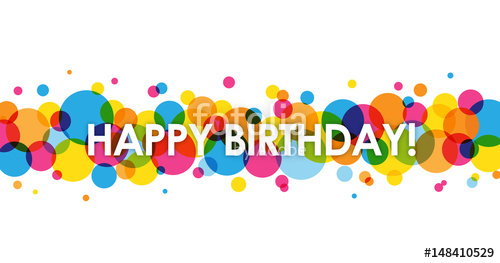 500x263 Happy Birthday Vector Card With Colourful Circles Background