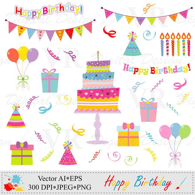 642x642 Birthday Clip Art Happy Birthday Instant Digital Download Etsy