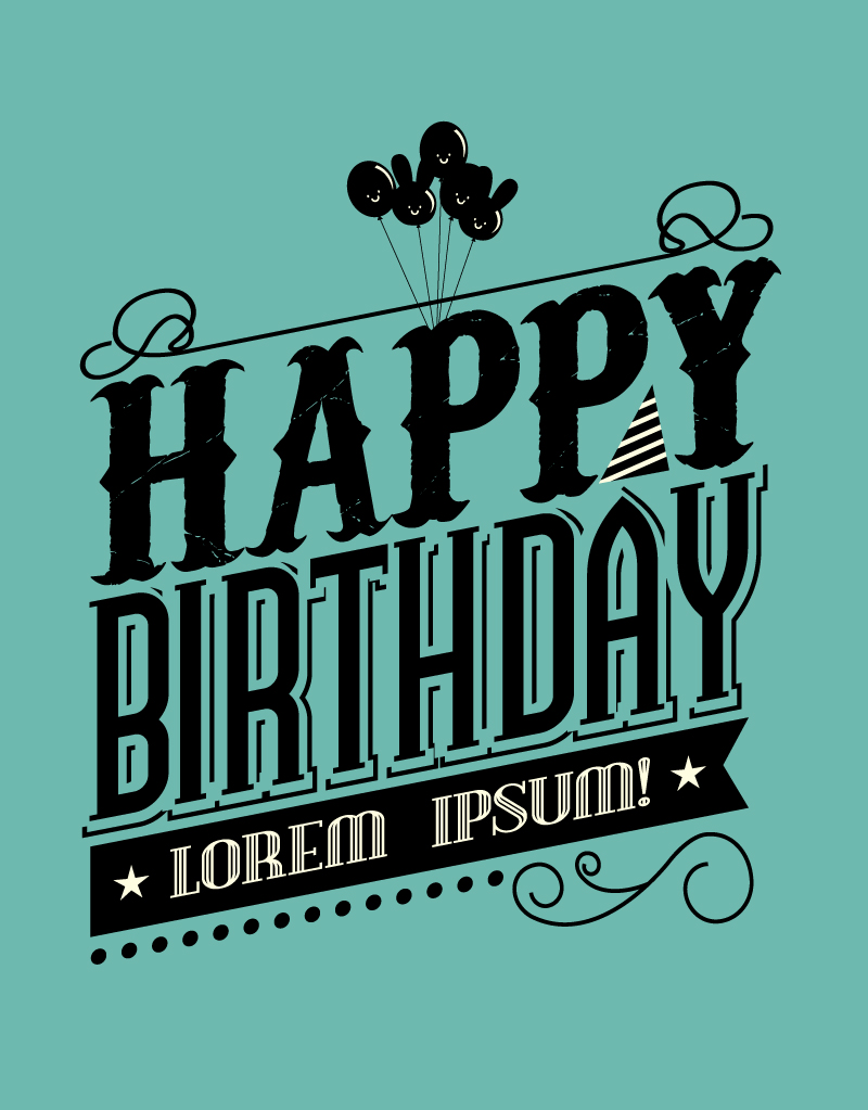 800x1023 Black Happy Birthday Vector Free Vector Graphic Download