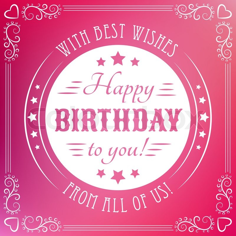 800x800 Happy Birthday Card. Typography Letters Font Type With Vintage