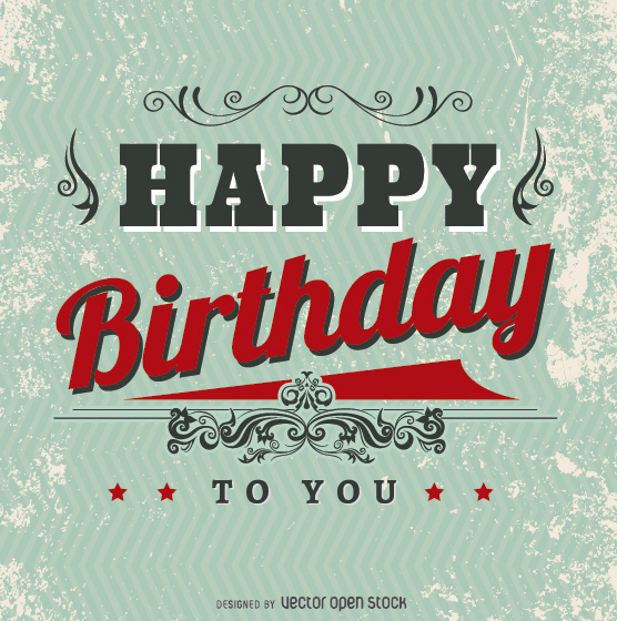 556x560 Vintage Happy Birthday Postcard Free Vector Download 199523 Cannypic