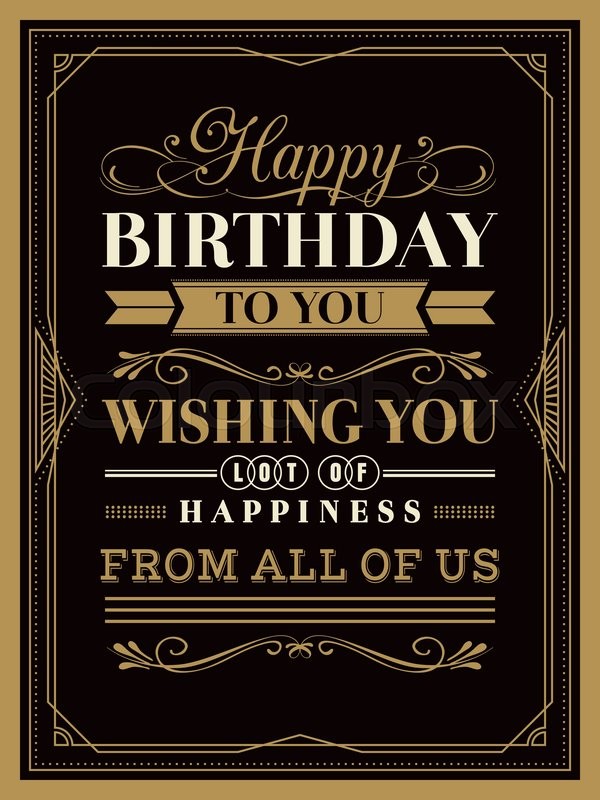 600x800 Vintage Happy Birthday Card Typography Border And Frame Template