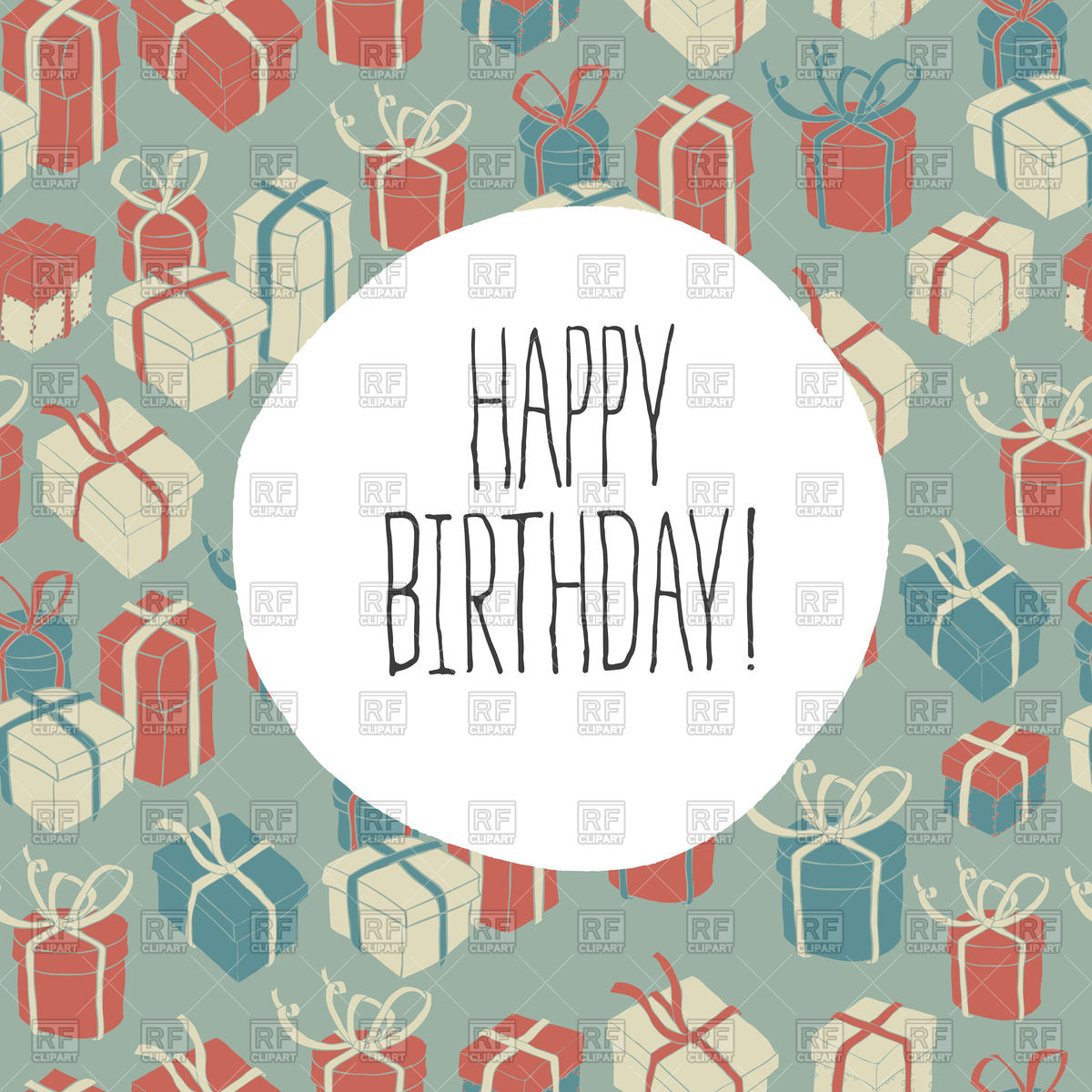 1200x1200 Vintage Poster With Gift And Happy Birthday Inscription Vector