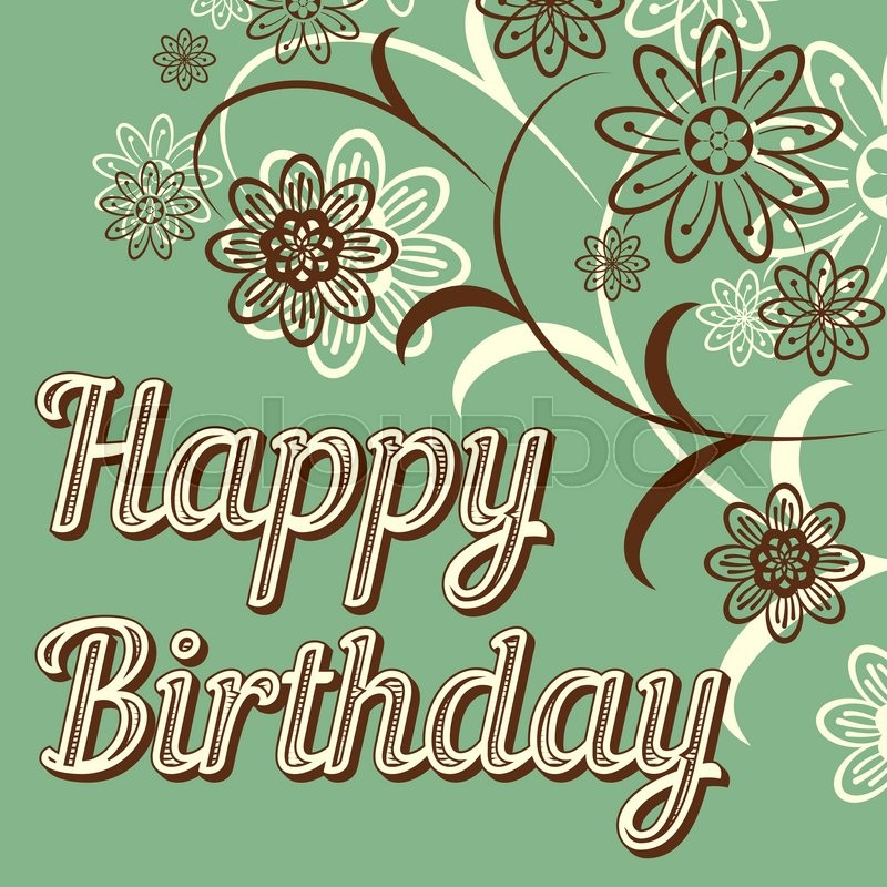 800x800 Vintage Retro Happy Birthday Card, With Fonts, Grunge Frame And