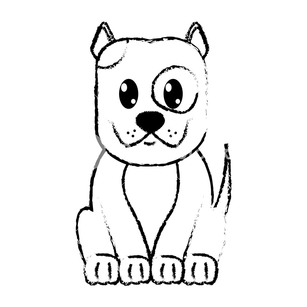 1000x1000 Grunge Happy Dog Cute Animal Character Vector Illustration Royalty