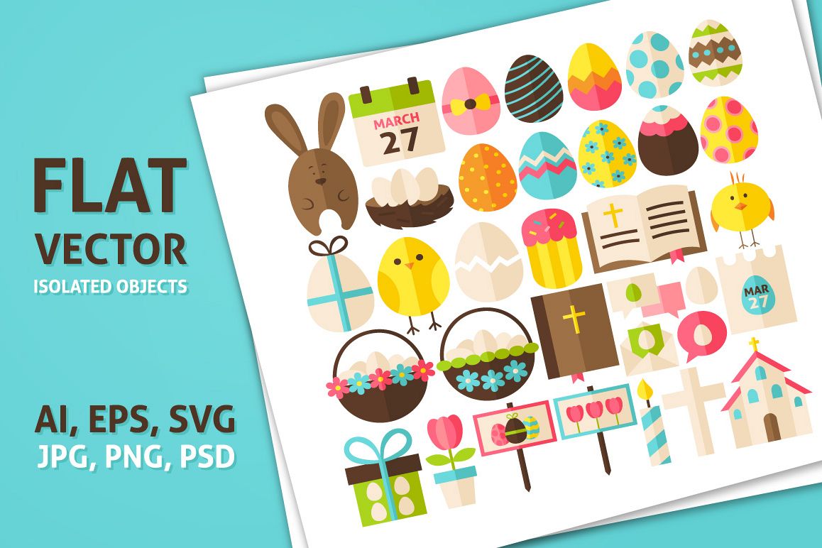 1158x772 Happy Easter Vector Isolated Objects