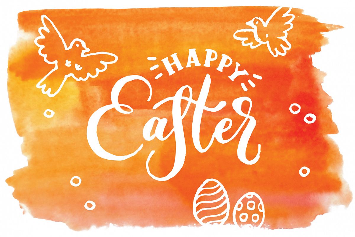 1200x800 Happy Easter. Vector Elements And Watercolor Textures.