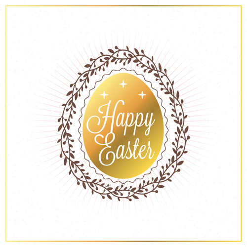 500x500 Happy Easter Background With Egg And Floral Frame Vector Free Download