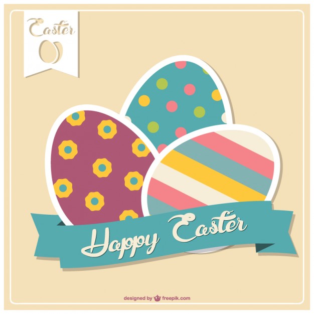 626x626 Cream Happy Easter Card With Colorful Eggs Vector Free Download