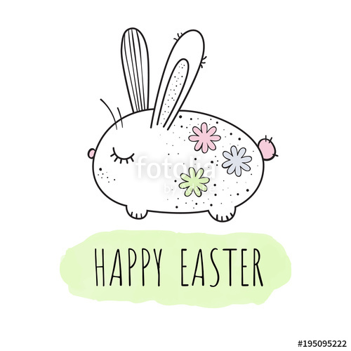 500x500 Happy Easter. Vector Illustration. Easter Bunny Stock Image And