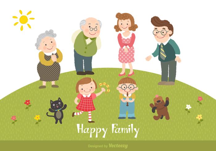 700x490 Happy Family Cartoon Vector Illustration
