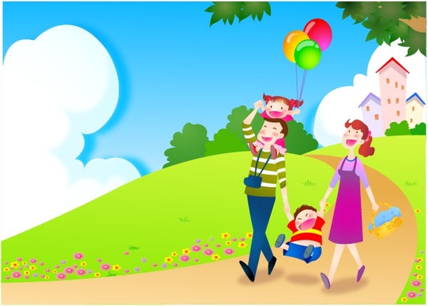 600x429 Happy Family Vector Free Vector In Adobe Illustrator Ai ( .ai