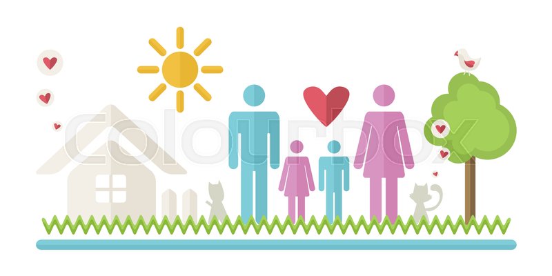 800x400 Happy Family Vector Illustration.abstract Family Icon Near Their