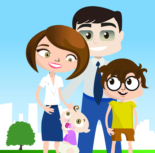 500x495 Vector Happy Family Together Design Elements 04 Free Download