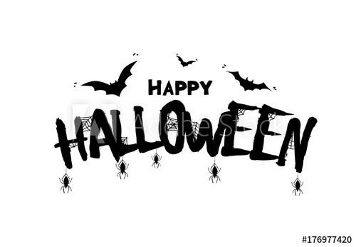 500x346 Happy Halloween. Vector Illustration With Bats And Spiders. Trick