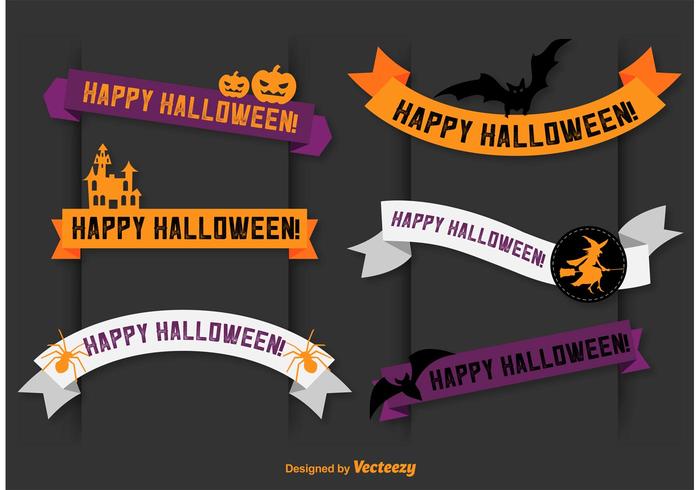 700x490 Happy Halloween Vector Banner Ribbons