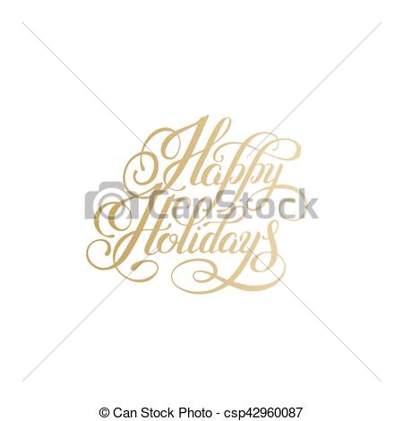 450x470 Happy Holidays Gold Handwritten Lettering Text Inscription Holiday