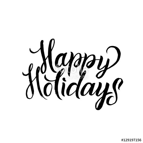 500x500 Happy Holiday Calligraphy. Greeting Card Black Typography On White