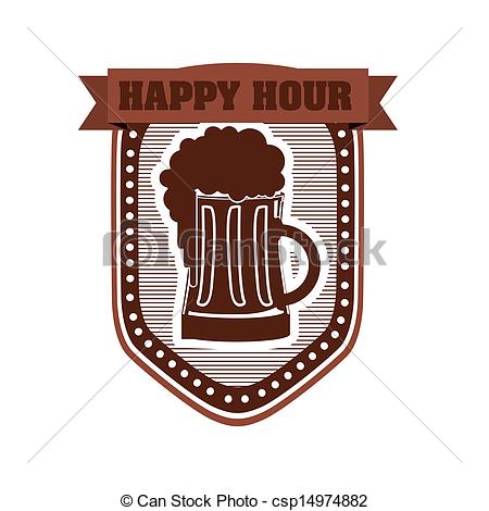 450x470 Happy Hour Label Over White Background Vector Illustration Vector