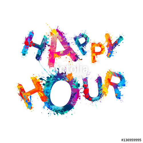 500x500 Happy Hour. Splash Paint Stock Image And Royalty Free Vector
