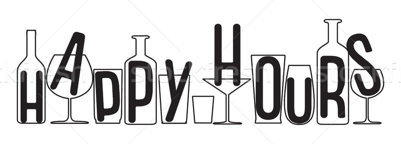 800x288 Happy Hours Design. Vector Illustration For Pubs, Nightclubs, Bars