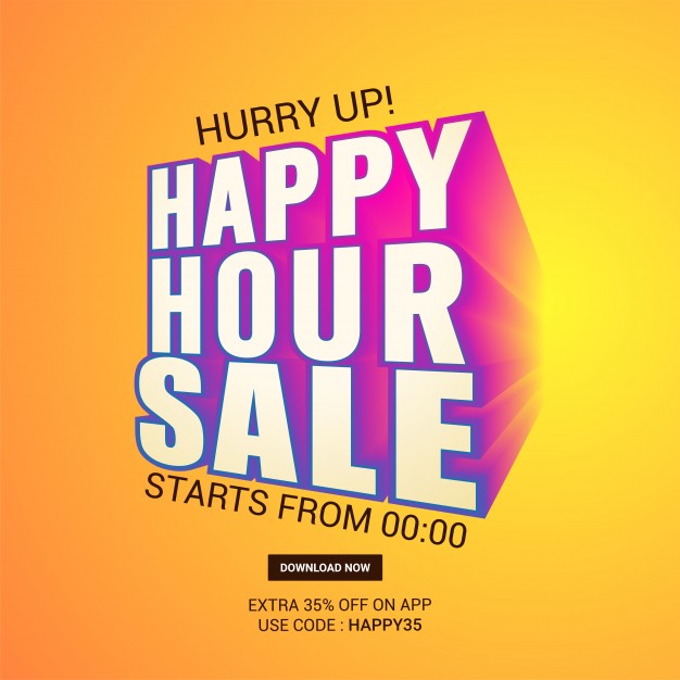 626x626 Happy Hour Sale Poster, Banner Design. Vector Premium Download
