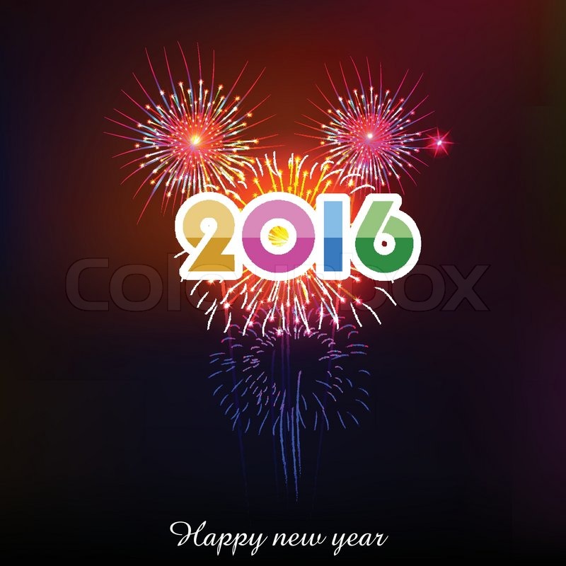 800x800 Happy New Year 2016 With Fireworks Background Stock Vector