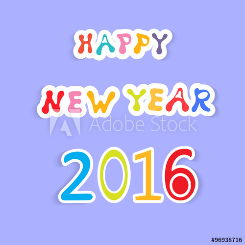 500x500 Happy New Year 2016. Vector Illustration.